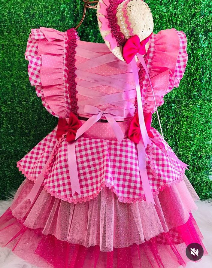 salopete xadrez rosa