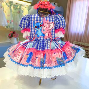 vestido junino stich azul