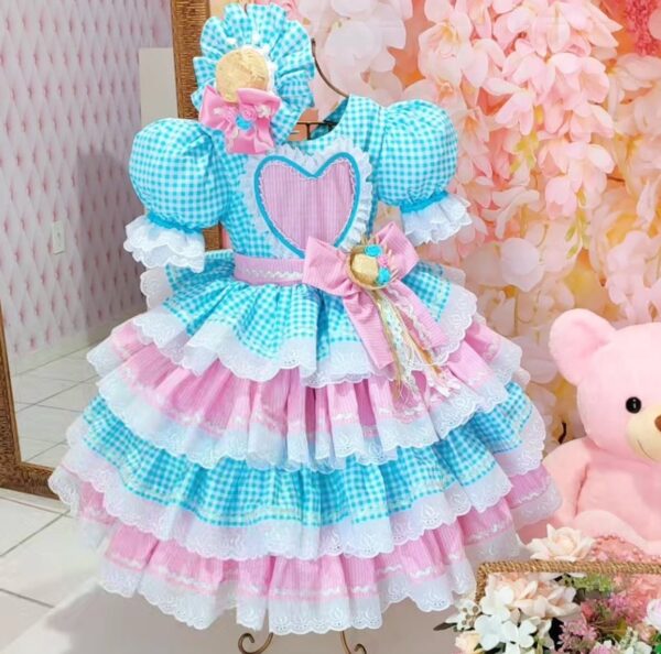 Vestido junino azul e rosa - Image 3