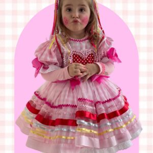 Vestido caipira rosa